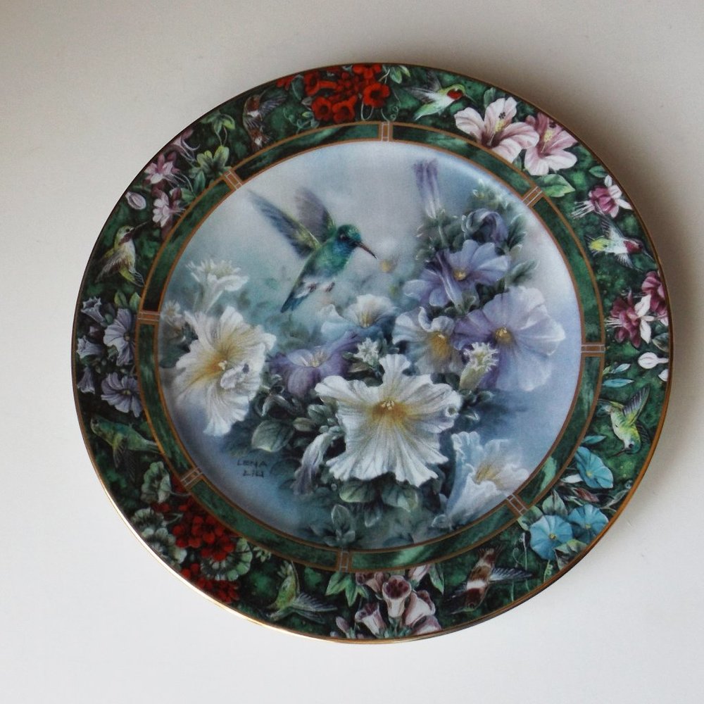 Collectible porcelain plate hummingbirds W.Y.George (#EV1504)